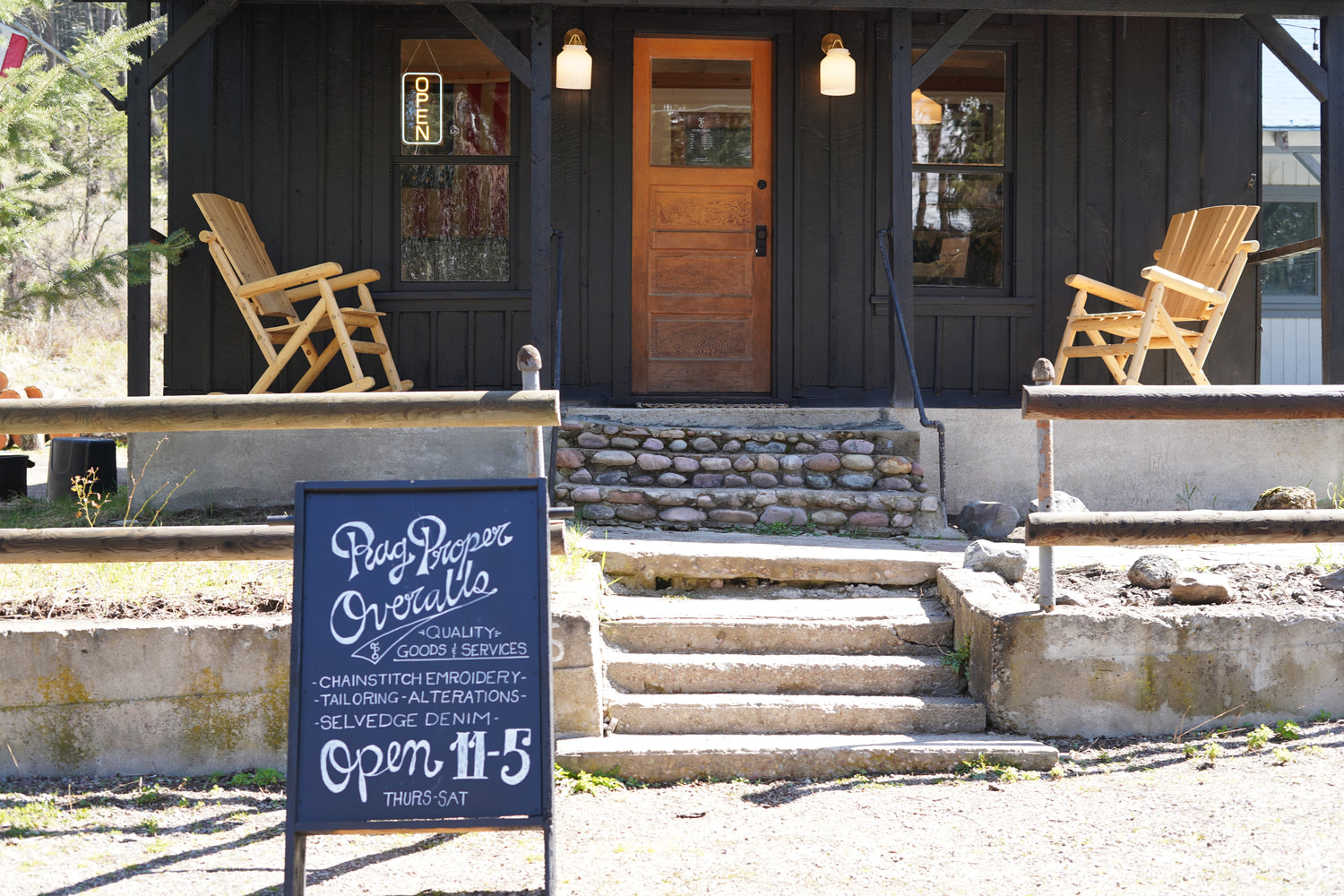 Rag Proper Overalls Bigfork, Montana storefront and local signage