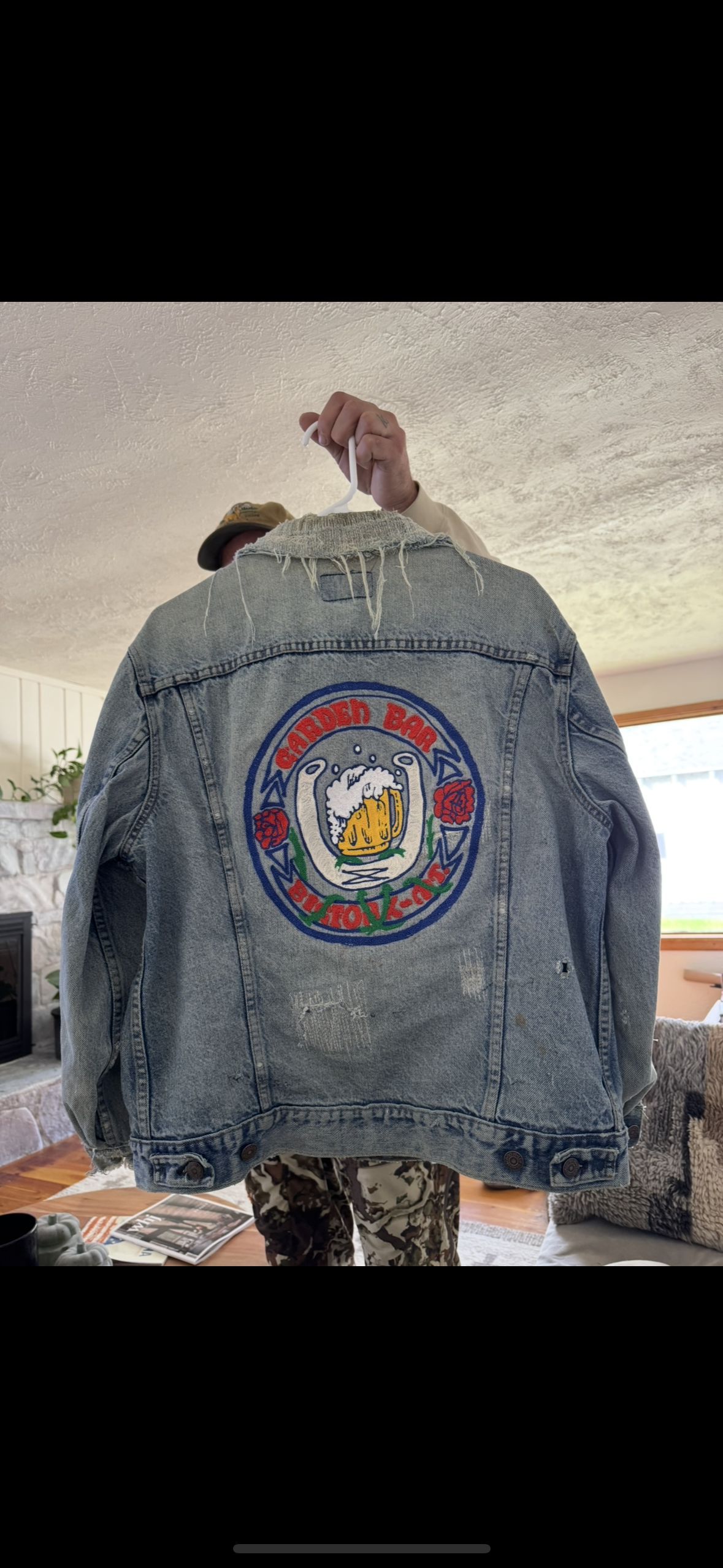 Custom embroidered denim jacket for beer lovers